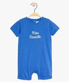 GEMO Combishort bébé garçon à revers cousus et broderie poitrine Bleu