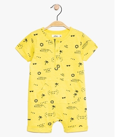 GEMO Combishort bébé garçon à poche kangourou et motifs été Jaune