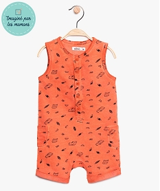 GEMO Combishort bébé garçon sans manches à motifs Orange