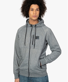 GEMO Sweat à capuche homme avec fermetures apparentes Gris