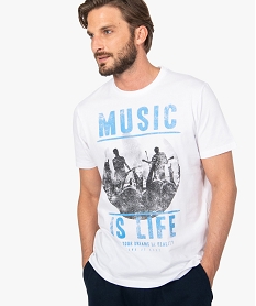 GEMO Tee-shirt homme à manches courtes et motif musique sur lavant Rose