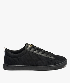 GEMO Baskets homme unies tout mesh noir vif