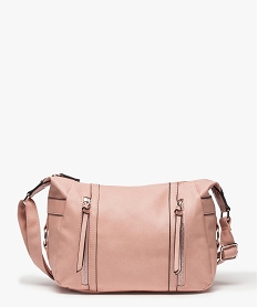 sac femme forme besace avec zips decoratifs rose standard sacs bandouliere9191301_1