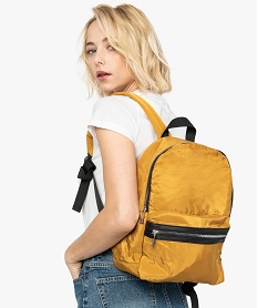 sac a dos femme en toile avec poches zippees jaune sacs a dos et sacs de voyage9192801_1