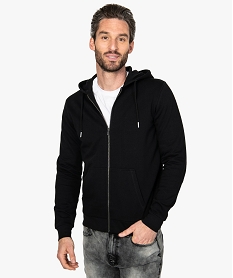 GEMO Sweat homme zippé uni à capuche Noir