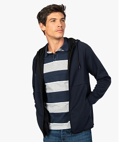 GEMO Sweat homme zippé à capuche avec poches zippées Bleu