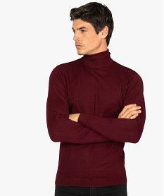pull homme a col roule en maille fine rouge pulls9211101_1