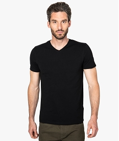 GEMO Tee-shirt homme à col V coupe slim en coton bio Noir