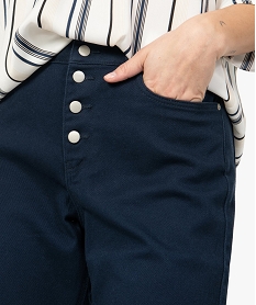 pantalon femme en toile coupe large et courte bleu pantalons9223401_2