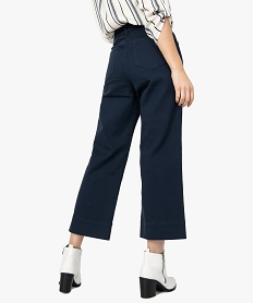 pantalon femme en toile coupe large et courte bleu pantalons9223401_3