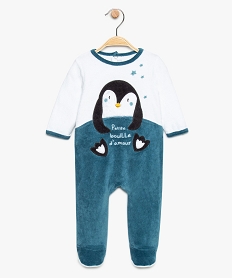 GEMO Pyjama bébé garçon en velours motif pingouin Multicolore