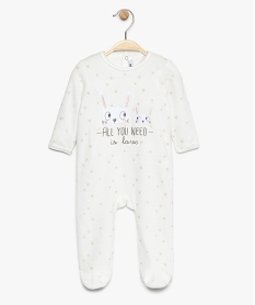 GEMO Pyjama bébé en velours avec motifs étoiles et lapin brodé Blanc