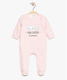 GEMO Pyjama bébé en velours à motif léopard avec broderies chats Gris