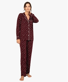 pyjama deux pieces femme   chemise et pantalon violet pyjamas ensembles vestes9332401_1
