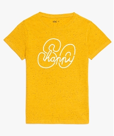 tee-shirt garcon a manches courtes avec motif brode sur lavant jaune9347701_1