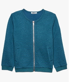 GEMO Sweat fille à motifs étoiles et fermeture zippée Bleu