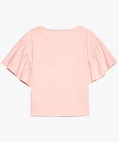 tee-shirt fille a manches courtes volantees et motif bouclette rose tee-shirts9374101_3