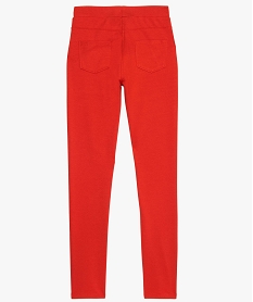 pantalon fille souple a taille elastique et poches zippees rouge pantalons9384101_2