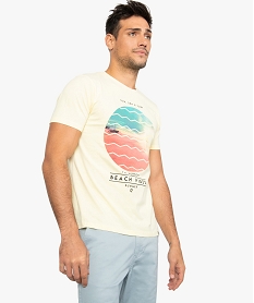 GEMO Tee-shirt homme à manches courtes avec motif coucher de soleil Jaune