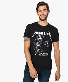 GEMO Tee-shirt homme à manches courtes imprimé Metallica Noir