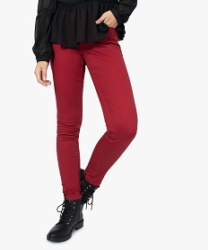 pantalon femme slim colore a taille normale rouge pantalons9482501_1