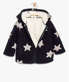 manteau bebe garcon a capuche avec motifs etoiles grisA021401_2