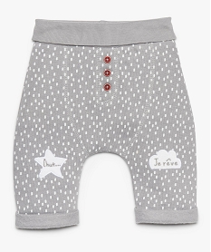 pantalon bebe imprime en molleton doux et patchs velours grisA035001_1