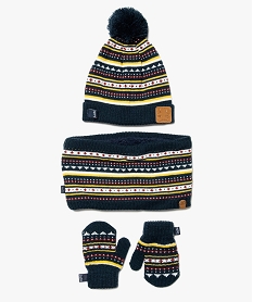 GEMO Ensemble bébé garçon (3 pièces) bonnet + snood + moufles Lulu Castagnette Multicolore