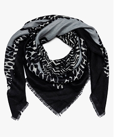 GEMO Foulard femme imprimé format carré Noir