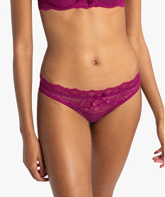 GEMO Culotte femme en dentelle et voile plumetis Rose