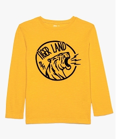 tee-shirt garcon en coton texture avec motif velours jaune tee-shirtsA105401_1