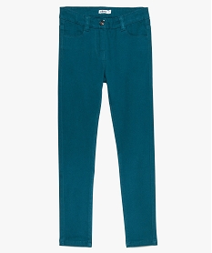 pantalon fille coupe slim coloris uni a taille reglable bleu pantalonsA115401_2