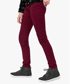 GEMO Pantalon fille uni coupe slim 5 poches Rouge