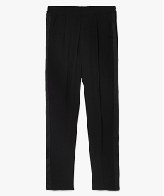 pantalon femme en toile avec bande satinee sur les cotes noir pantalonsA150401_4