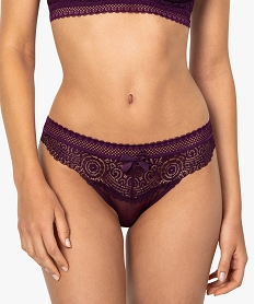 GEMO Culotte femme en dentelle et tulle Violet