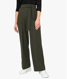 pantalon femme large et fluide a taille elastiquee vert pantalonsA270401_1