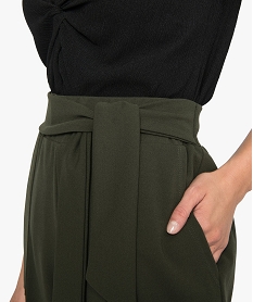 pantalon femme large et fluide a taille elastiquee vert pantalonsA270401_2