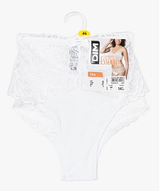 GEMO Culotte femme en dentelle et microfibre - Generous DIM Blanc