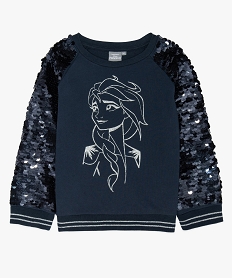 GEMO Sweat fille avec manches en sequins et motif Reine des Neiges Bleu