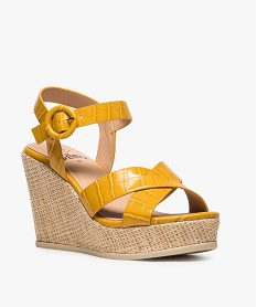 sandales femme a talon et semelle plateforme tissee jaune standard sandales a talonA348201_2