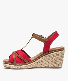 sandales femme a talon compense et dessus en toile rouge standard sandales a talonA349901_3