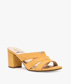 sandales femme mules a talon en suedine unie jaune standard sandales a talonA354601_2