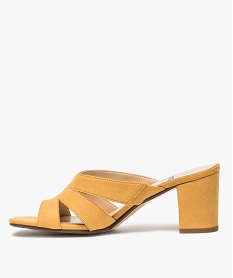 sandales femme mules a talon en suedine unie jaune standard sandales a talonA354601_3