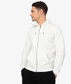 GEMO Sweat homme à capuche contenant du coton bio Blanc