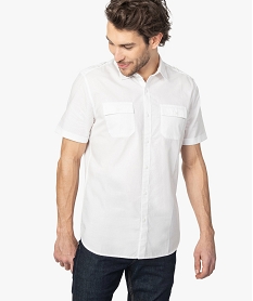 chemise homme a manches courtes avec 2 poches poitrine blanc chemise manches courtesA427401_1