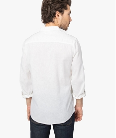 chemise homme a manches longues en lin et coton blanc chemise manches longuesA429601_3
