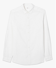 chemise homme a manches longues en lin et coton blanc chemise manches longuesA429601_4