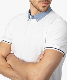 polo homme en coton pique avec col chemise blancA436301_2