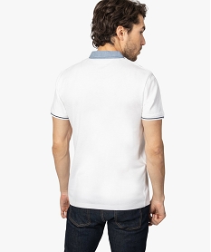 polo homme en coton pique avec col chemise blancA436301_3