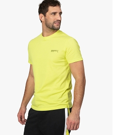 GEMO Tee-shirt homme uni avec inscription poitrine Vert